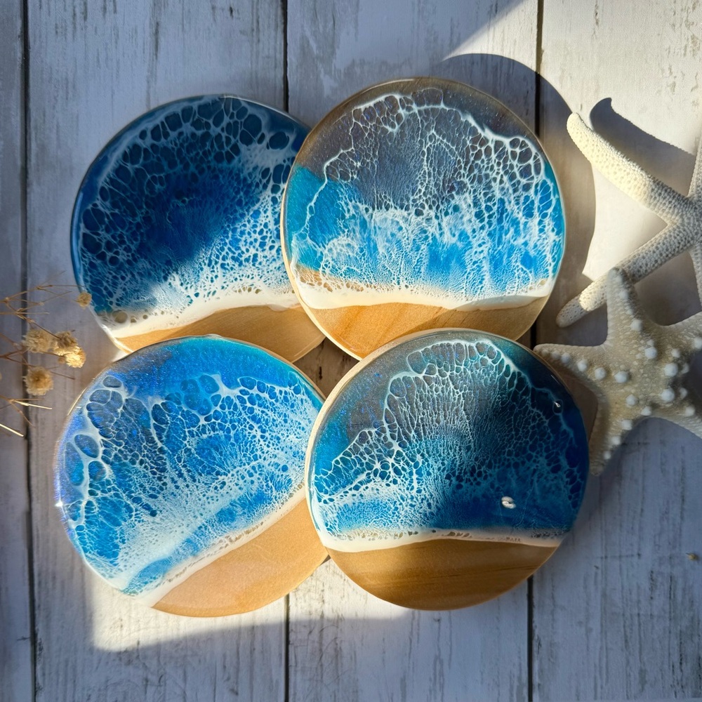 Resin Beach Coasters Set of 4- Unique Gift Ideas